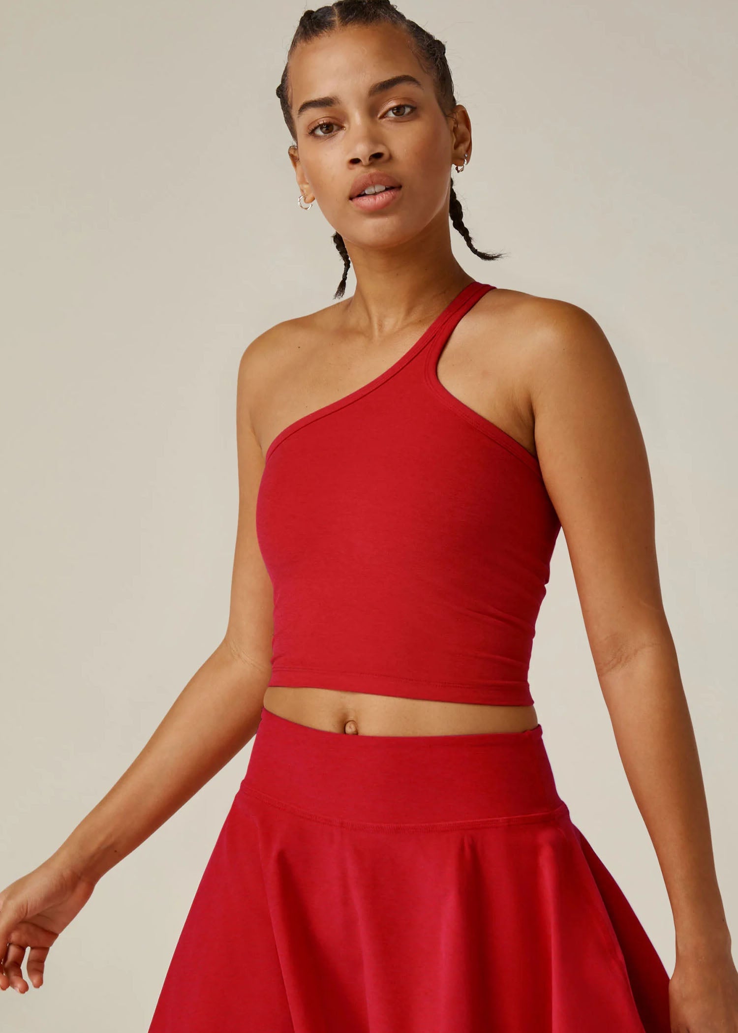Spacedye One Up Cropped Tank- Candy Apple Red Heather